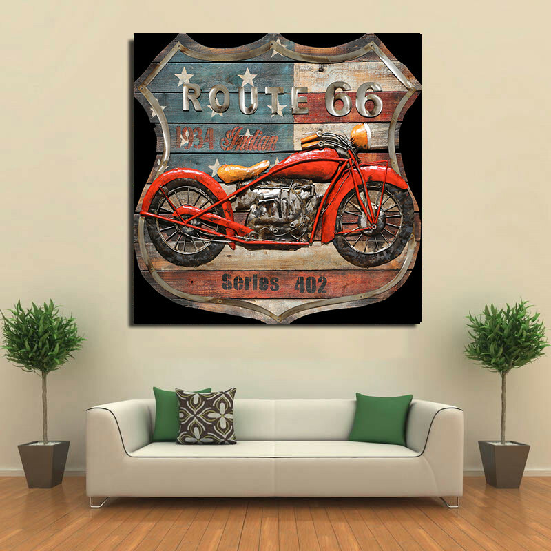 【Harley-Davidson】ハーレー アートフレーム 3D Wall Art, Motorcycle, Oil Painting Harley Davidson Bike Canvas