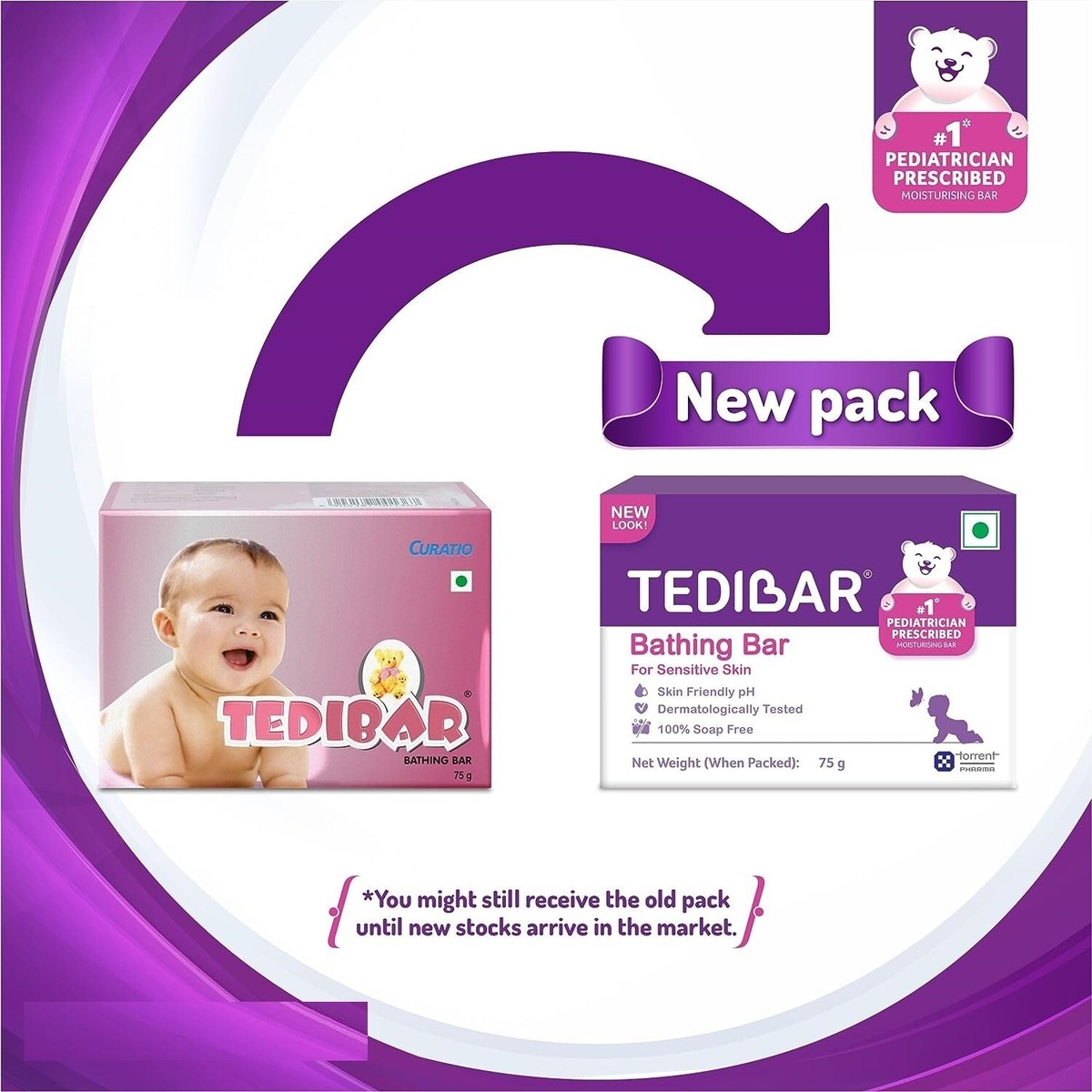 3x Curatio Tedibar baby Soap 75gm for soft supple healthy skin