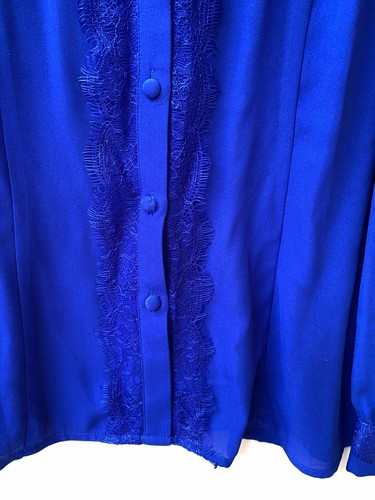 REVIEW Size 10 Womens NWT Cobal Blue Baker Blouse Long Sleeve Lace Detail - Picture 4 of 15