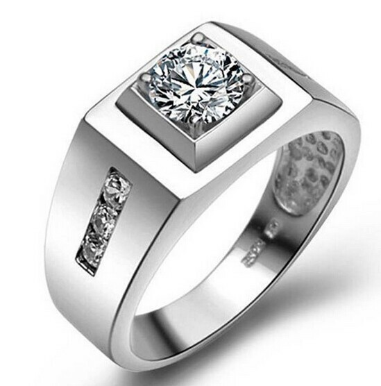 1CT White Round CZ Men's Engagement Wedding Ring In 925 Sterling Silver