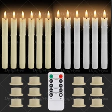 6PCS Flameless Taper Candles Light Flickering Battery Operated with Remote Timer