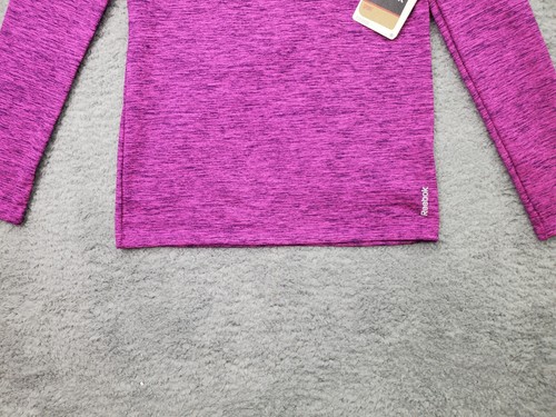 Reebok Activewear Shirt Girls Large Purple Space Dye Long Sleeve Crew Neck Logo - Picture 3 of 14