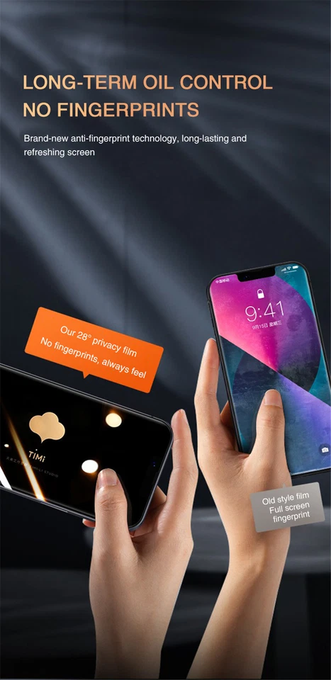 Anti-Spy Screen Protector For iPhone 13 12 11 14 15 Pro Max X Glass Private Film - Image 3 of 4