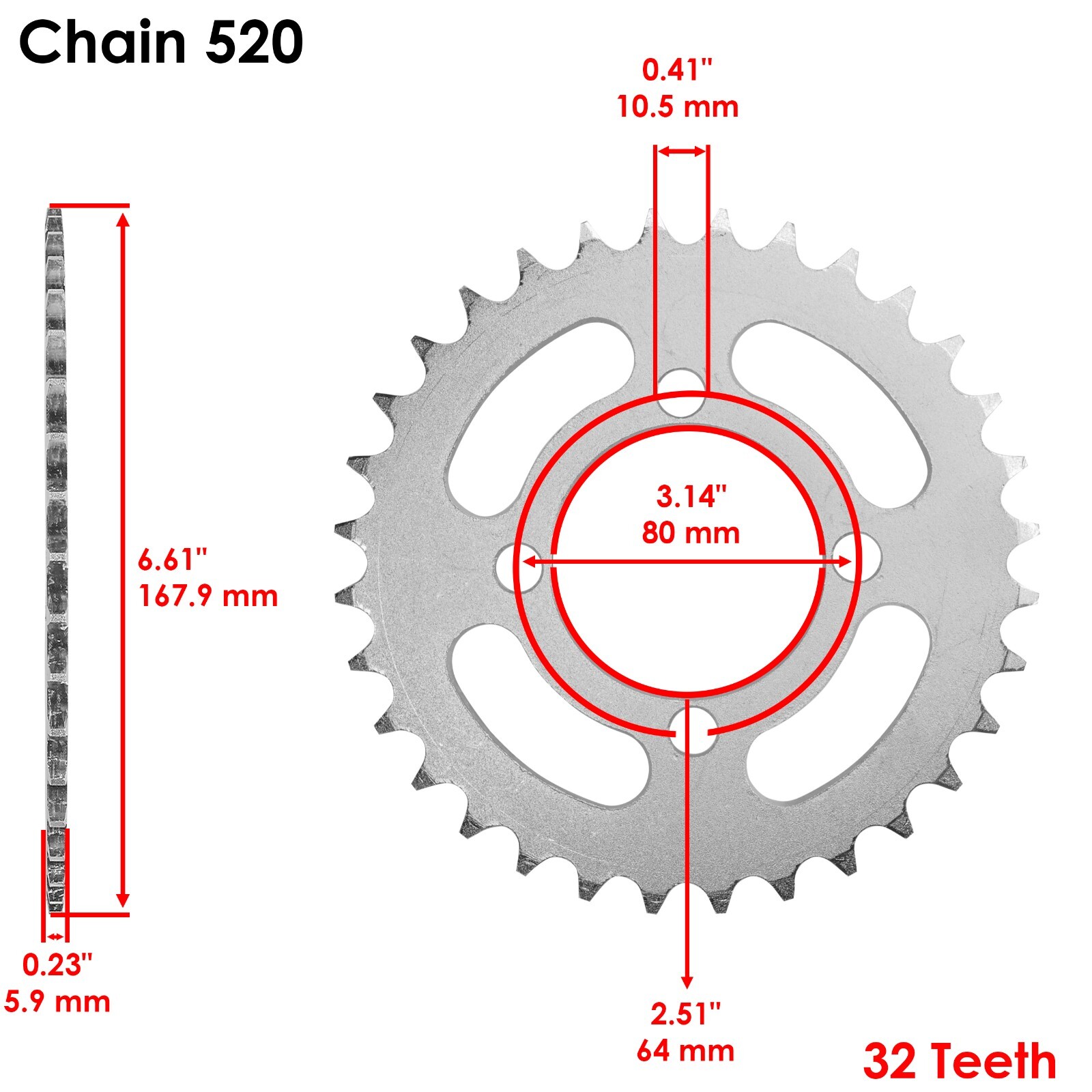 Drive Chain & Sprockets Kit fits Yamaha Grizzly 125 YFM125G YFM125 G 04-12 White