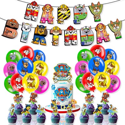 Paw Patrol Happy-Birthday Geburtstagsdeko Luftballons Banner Tortenaufleger Deko