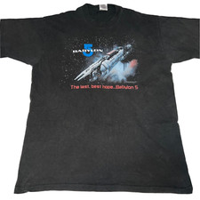 Vintage 90s Babylon 5 Shirt 1994 Sci-Fi Warner Bros Promo Single Stitch Men's XL