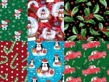 45" Small Christmas Print Cotton Fabric by the Yard