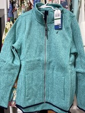 NEW Nautica Girl  s Large Youth Size 12-14 Aqua ZipUp Jacket, pockets navy accent