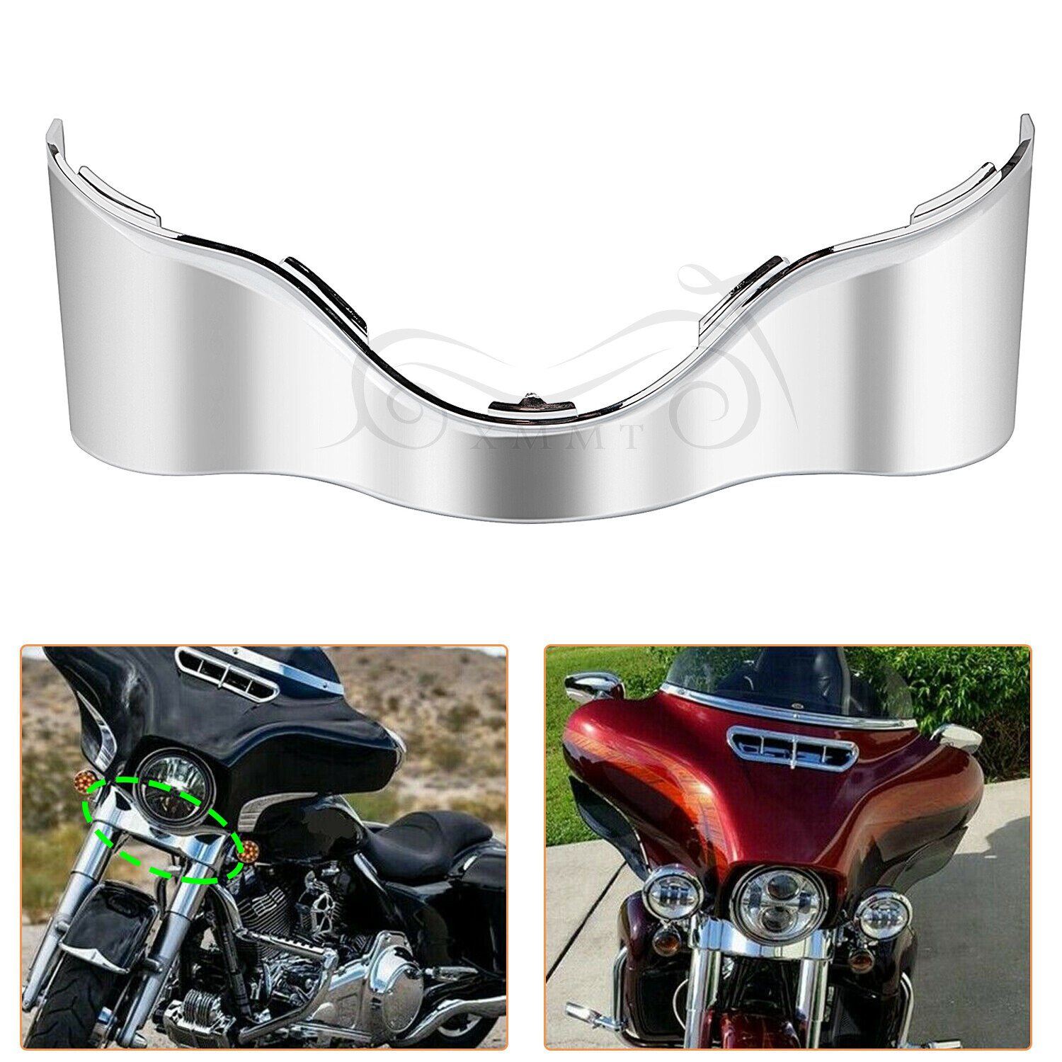 Chrome Outer Batwing Lower Trim Skirt Fairing For Harley Electra Glide 2014-Up