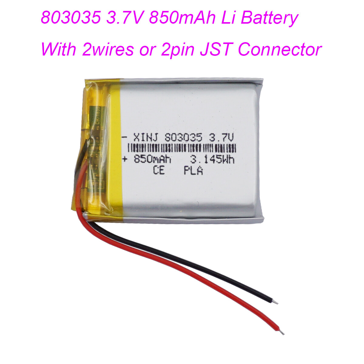 α7iii 3.7V 850mAh 3.14Wh Rechargeable Li-ion Battery 803035 Lipo JST