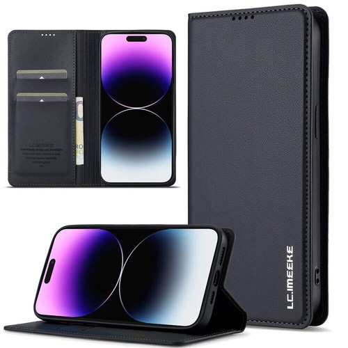 Flip Leather Wallet Magnetic Case for iPhone 16 15 14 13 12 11 XS XR 7 8 Plus SE - Picture 19 of 85