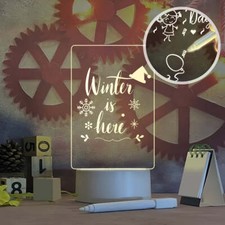 Acrylic Dry Erase Board LED Light Message Board with Stand and Dry Erase Pen USB