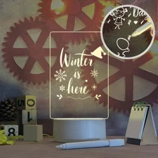 Acrylic Dry Erase Board LED Light Message Board with Stand and Dry Erase Pen USB