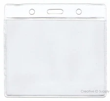 25 CLEAR Plastic ID BADGE HOLDERS Plastic Sleeve Name Badge Soft PVC plastic 
