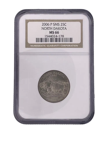 2006-P North Dakota Satin Finish Quarter – NGC MS66 SMS Coin