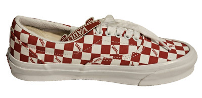 VANS Vault OG Era LX Checkerboard Logo Red White Canvas Sneakers W 8 M 6.5, NEW