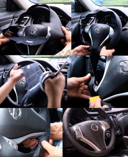 Funda de volante a medida para Smart Fortwo Forfour 451 cuero liso + perforado - Imagen 3 de 3