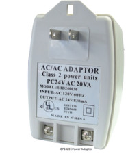 Power Adaptor, 24V AC, 20VA, Input: AC 120V 60Hz, OUTPUT 24V 830mA,110V AC