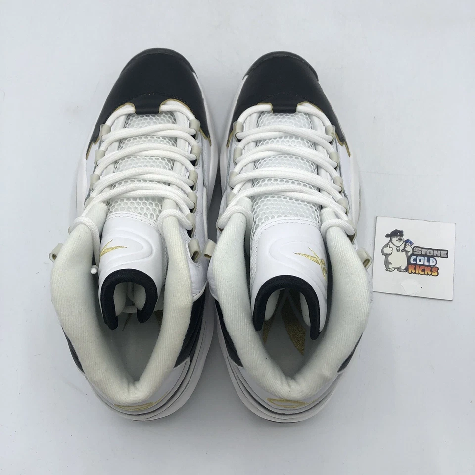 Reebok Question Mid Size 8 Respect My Shine Black Toe Gold EF7599 Iverson - Image 4 of 4