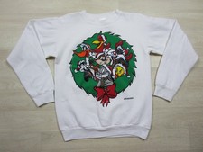 Vintage 90s Looney Tunes Sweatshirt Youth XL Christmas Wreath Bugs Taz 1994