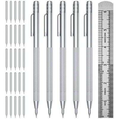 5-Pack Tungsten Carbide Scriber, Metal Scribe Tool with 25 Marking Tips & Ste...