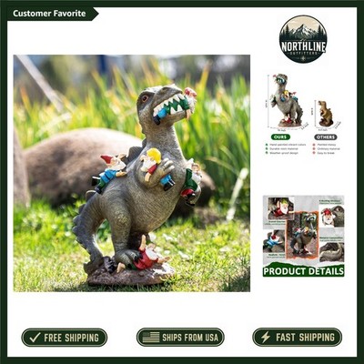Unique 14  Dinosaur Gnome Figurine - Adorable Garden Decor for All Seasons