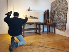 Weinregal Schwebeholzregal Wandregal Eiche massiv Wandboard Unikat Vintage