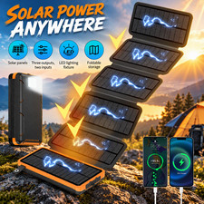 Folding 46800mAh Solar Power Bank 6 Solar Panel Portable Charger For Cell Phone
