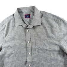 UNTUCKit Cameron Mens Large Olive green 100% Linen Short Sleeve Shirt casual