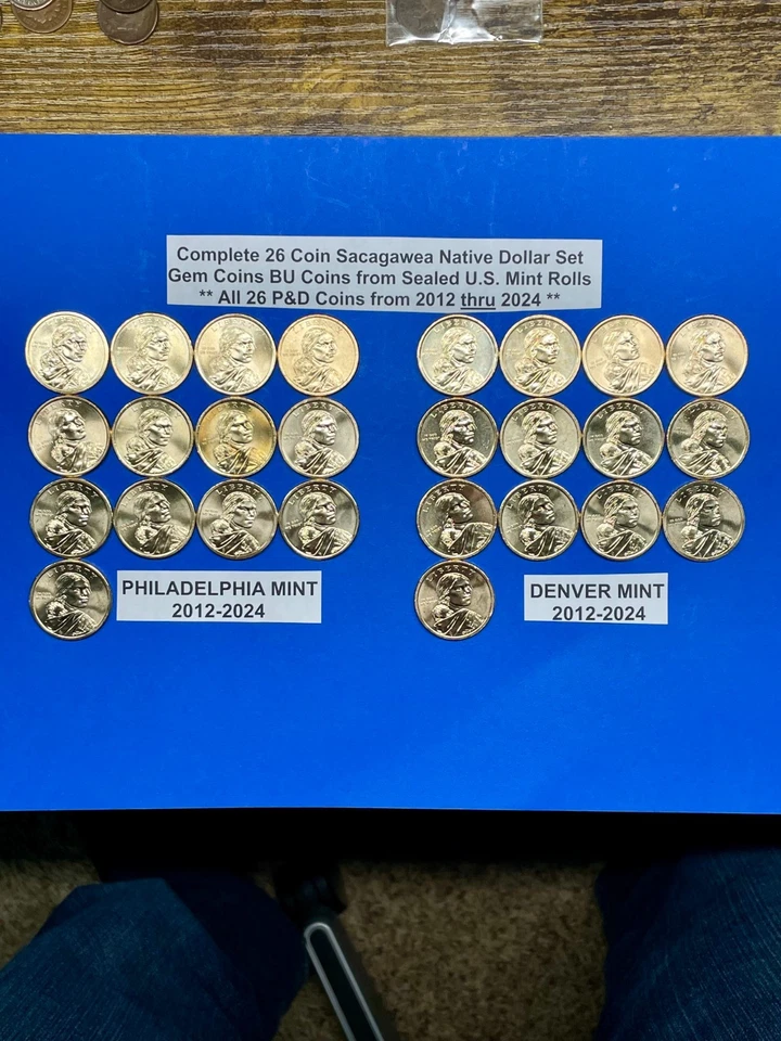 完整 26 枚硬币萨卡加维亚美洲原住民美元 P&D 套装 2012 - 2024 年宝石未流通硬币 — 第 4/4 张图片