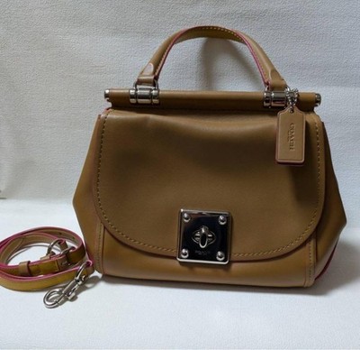 COACH Drifter 2Way Shoulder Bag Brown Pink Leather Authentic Women's Crossbody
