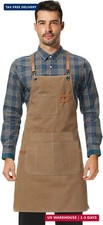 Canvas Work Apron,Cross Back Aprons for Men,Women,Cooking,Carpenter,Woodworking,