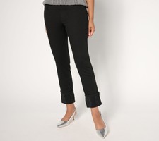 Belle by Kim Gravel Tall TripleLuxe Twill Sparkle Cuff Ankle Pants Black 10 Used