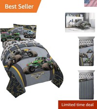 Monster Jam Twin Bed Set Microfiber Comforter Sheets Pillow Case Kids Bedroom