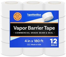 Vapor Barrier Tape - 4 inch x 180' Roll, Made in USA, White Polyethylene Tape...