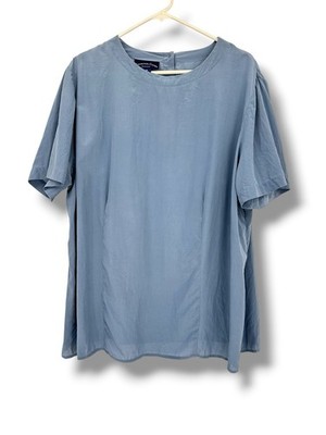 Charter Club 100% Silk Blouse 20W Plus Size Blue Office Quiet Luxury Top Minimal