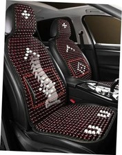 Wood Beaded Car Seat Cover - Massaging Breathable Cooling Cushion - Red Wine