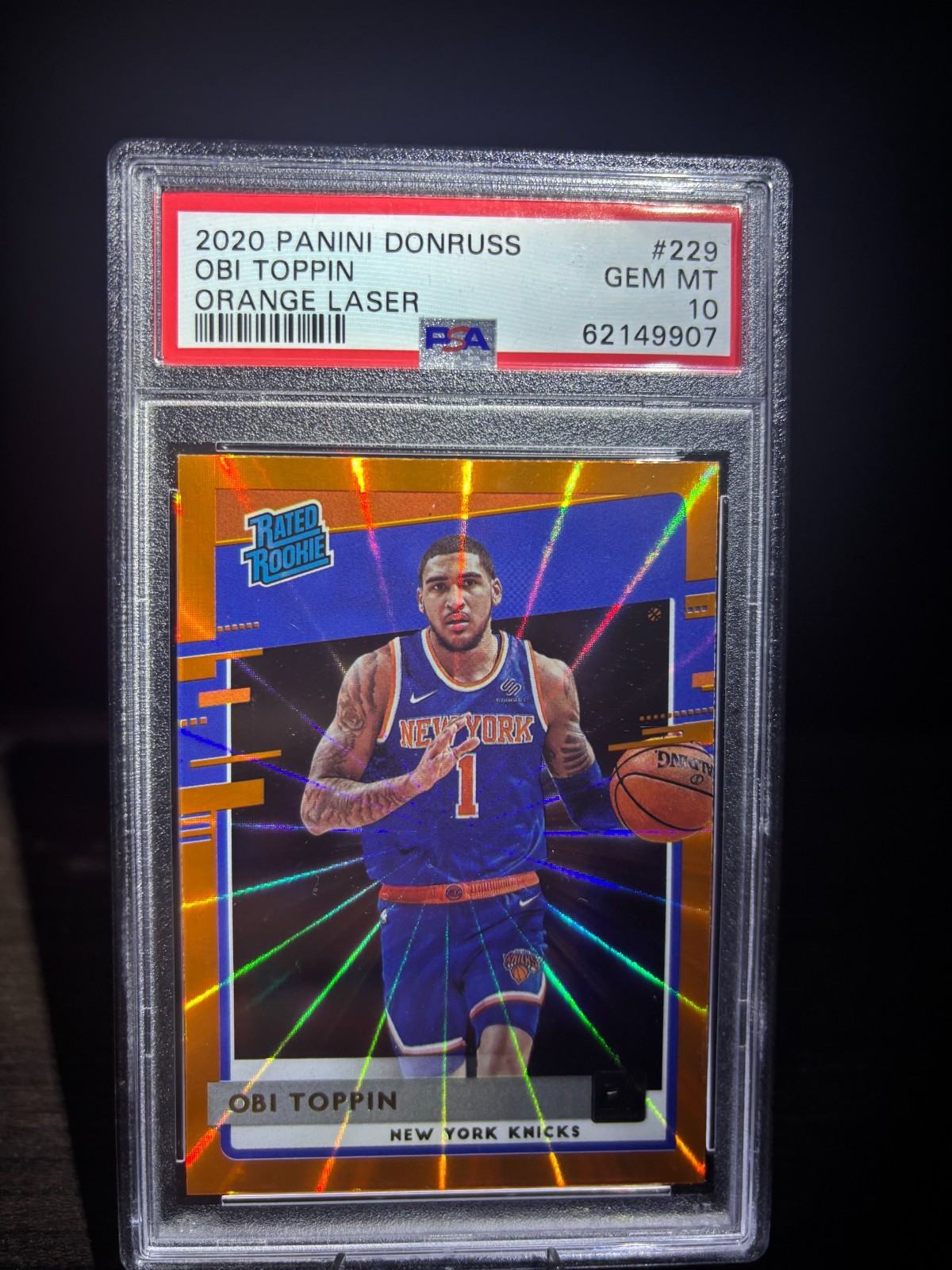 2020-21 Panini Donruss - Rated Rookies Obi Toppin #229 Orange Laser (RC) PSA 10