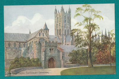 LACHS KUNST POSTKARTE #2720 DER DUNKLE EINGANG CANTERBURY KATHEDRALE