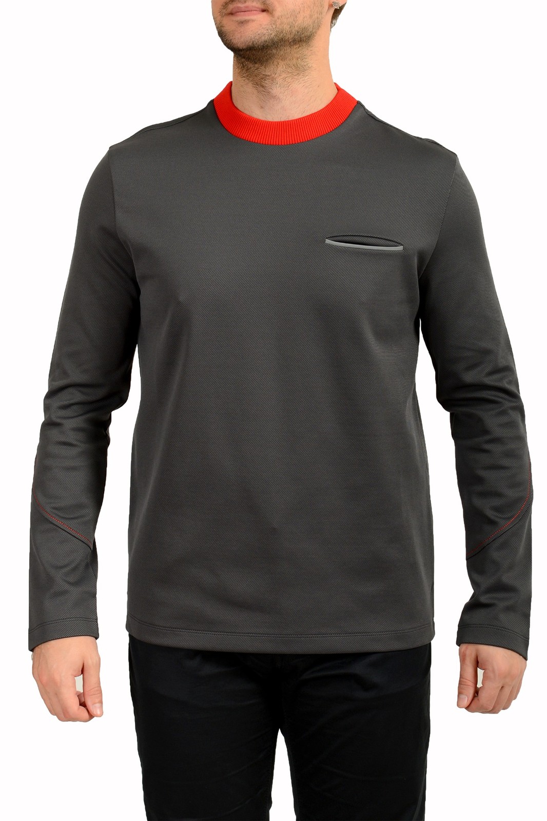 Мужской хлопчатобумажный свитер с круглым вырезом в полоску Scuderia Ferrari 17390₽