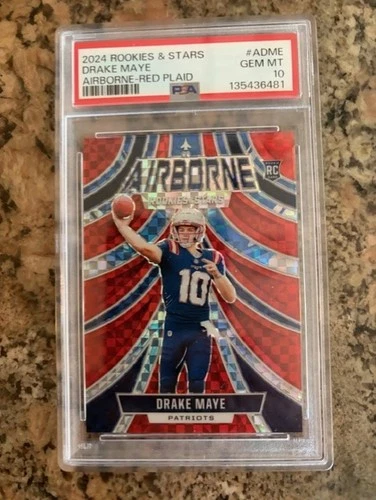 2024 Panini Rookies & Stars - Drake Maye Airborne Red Plaid (RC) PSA 10 Patriots