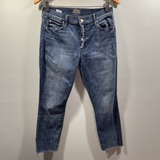 Jeans Mother The Fly Corte Fray Stunner Para Mujer Talla 28 Tobillo Ajustado Jean Botón