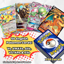 50 English Pokemon V, VMAX, EX & GX Cards - Lot of 50 Cards, Buy More & Save!