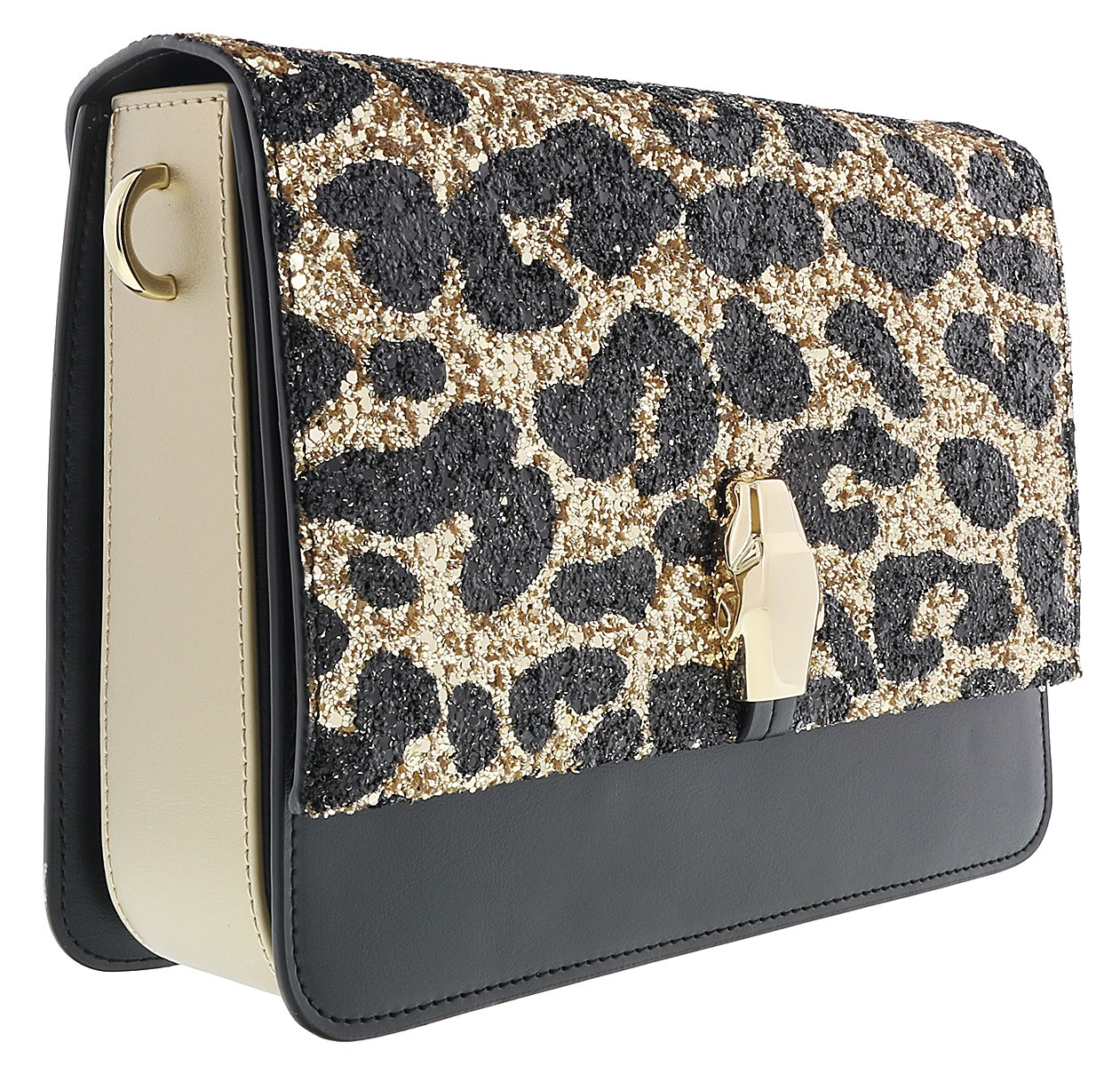 Классная большая сумка Roberto Cavalli Milano Rmx 00 Светло-золотистогочерного цвета через плечо 54090₽