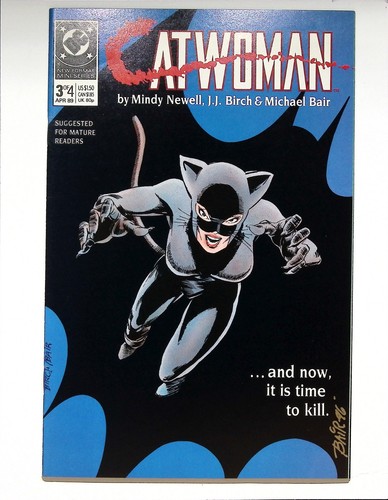 CATWOMAN # 3 - SIGNED BY MICHAEL BAIR - NO CERT (DC COMICS, 1989)