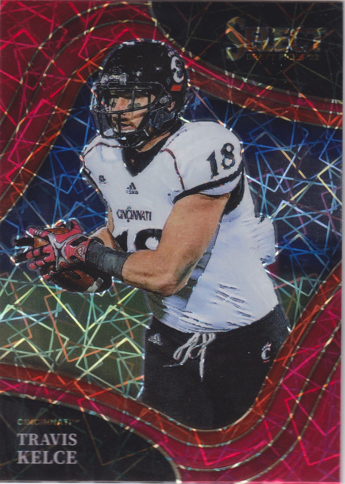 2022 Panini Select Draft Picks #128 Travis Kelce Red Lazer Prizm