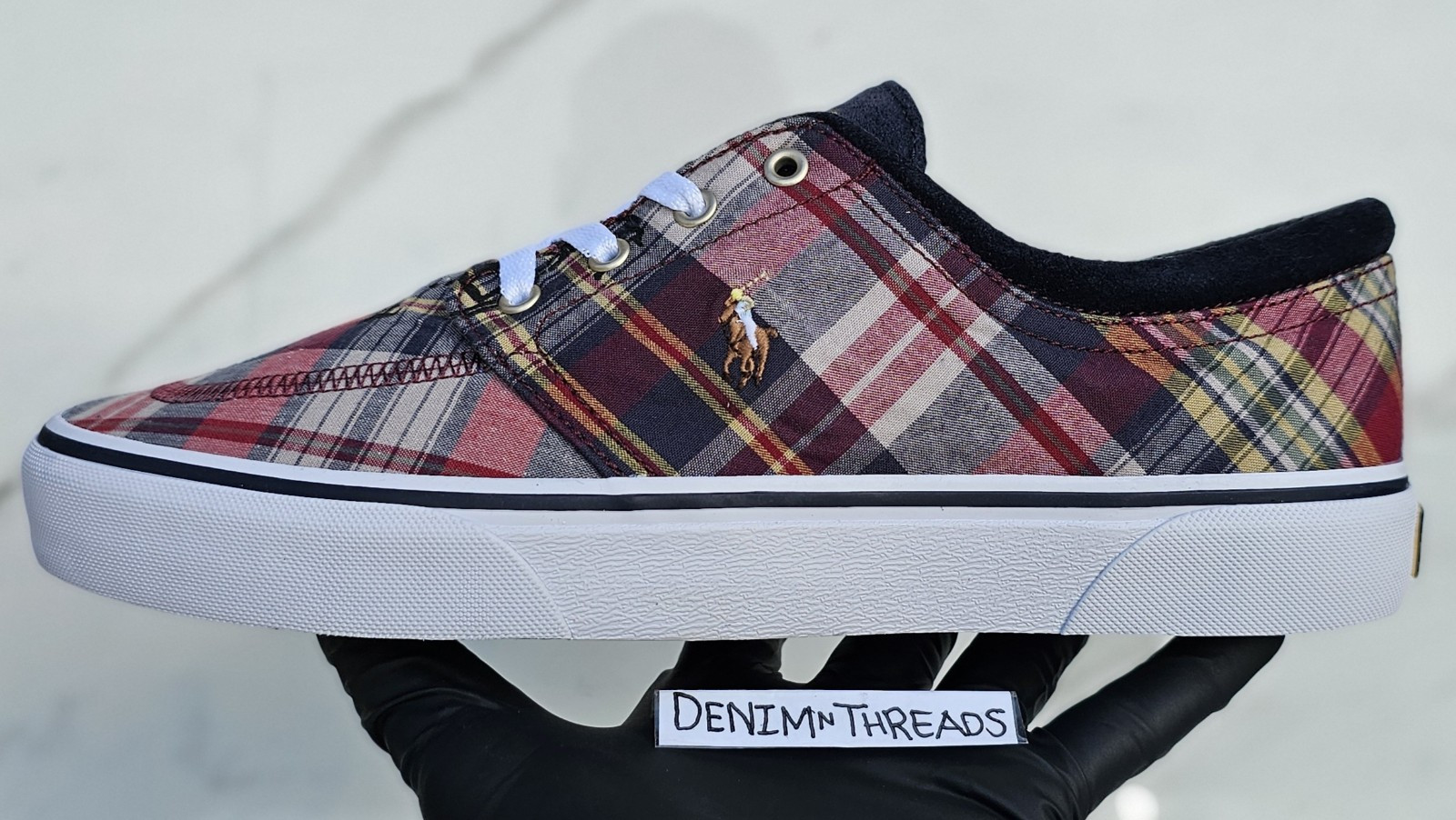 POLO Ralph Lauren Keaton Pony rosso tela scarpe da skate casual da uomo taglia 10 NUOVE