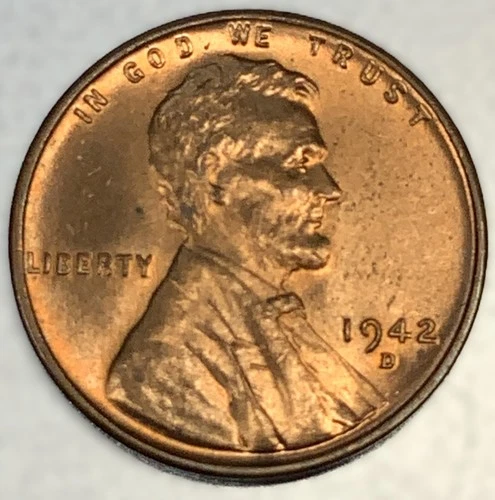 1942 D  Lincoln Wheat Cent  Choice BU Red - 1918