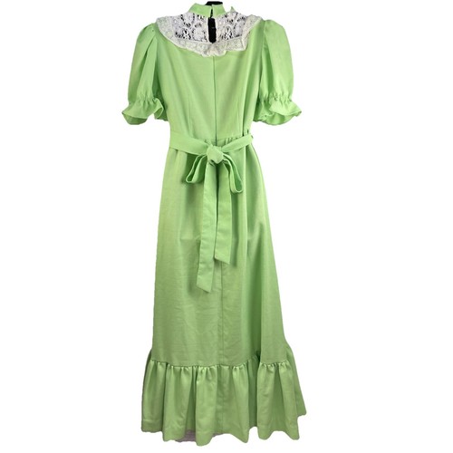 Vintage 60’s 70s Green Prairie Maxi Dress Cottage Core Edwardian Puffärmel Spitze M - Bild 9 von 20