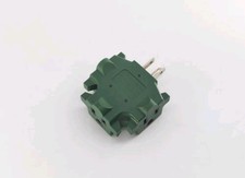 3-Way Splitter Adapter Green Three Prong Ground Tri-Tap Triple Wall Outlet